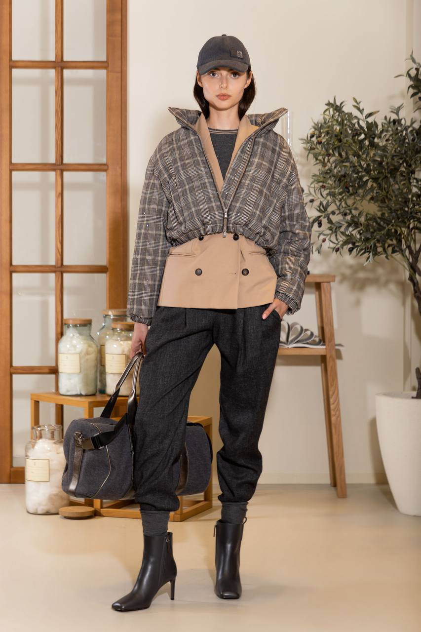 Beige double-breasted jacket with eco-brass Brunello Cucinelli 6