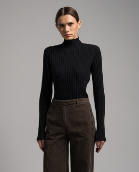 The Row Black Deidree ribbed silk turtleneck 7409Y522