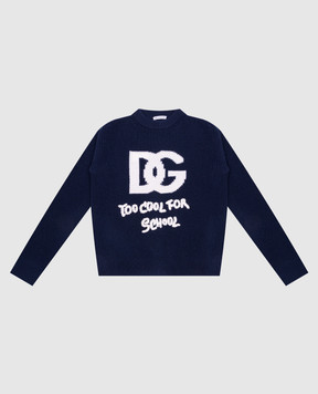 Dolce&Gabbana Blue wool sweater with logo pattern L5KWJ6JCVE4
