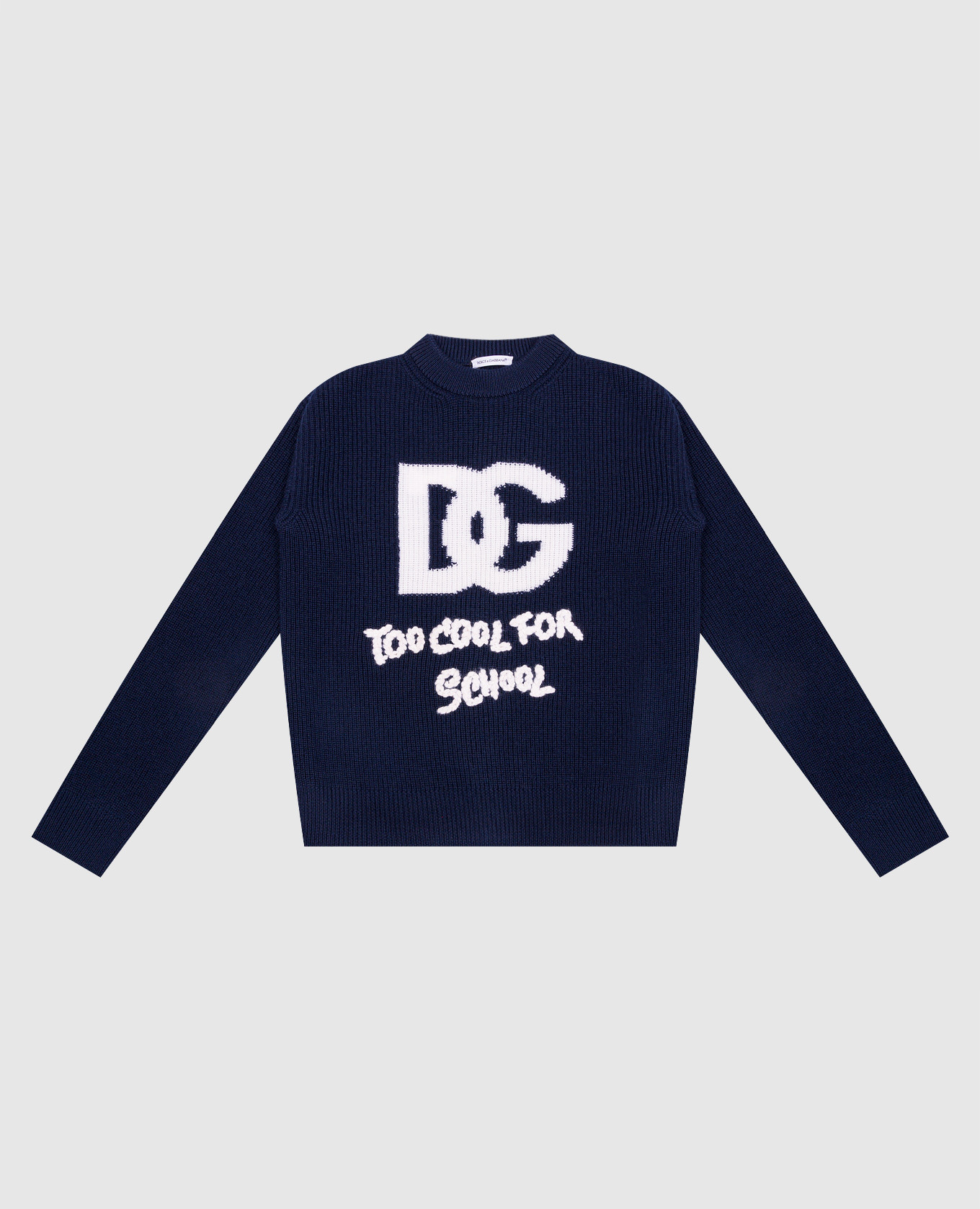 Blue wool sweater with logo pattern dolce&gabbana