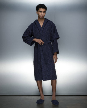 Off-White Blue robe in textured logo pattern OHZB012G23FAB001