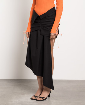 Off-White Black skirt of asymmetrical cut with drapery OWCU002S23FAB001