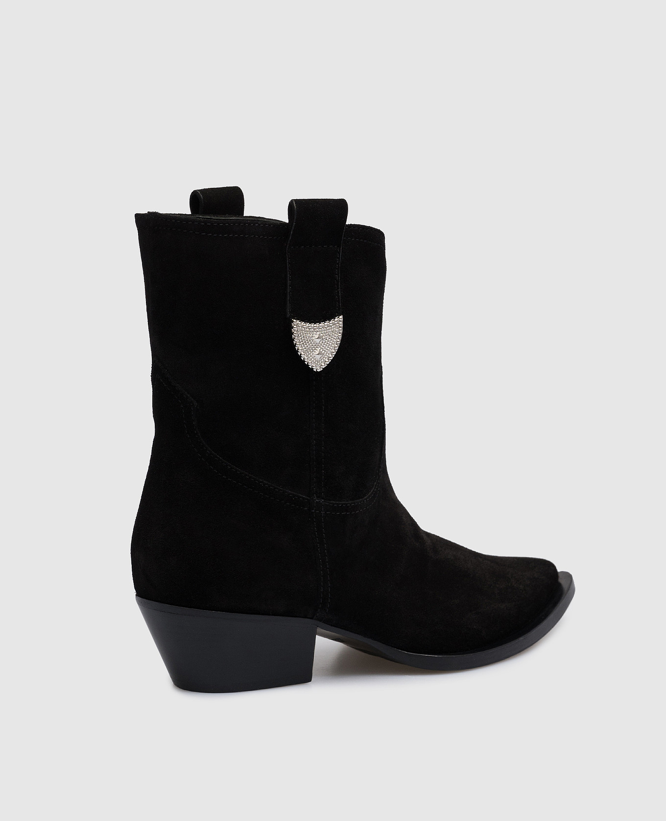 

Paris black suede boots with metal details Babe Pay Pls