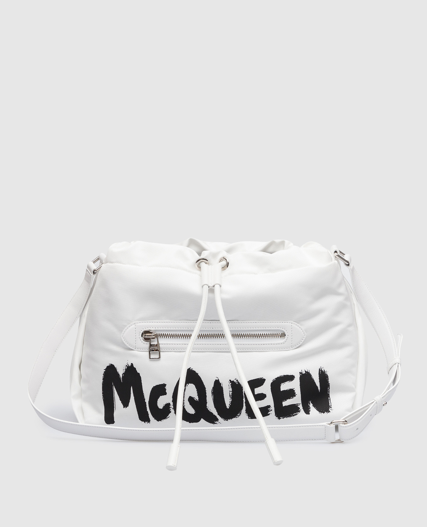 Alexander McQueen - White McQueen Graffiti contrast print