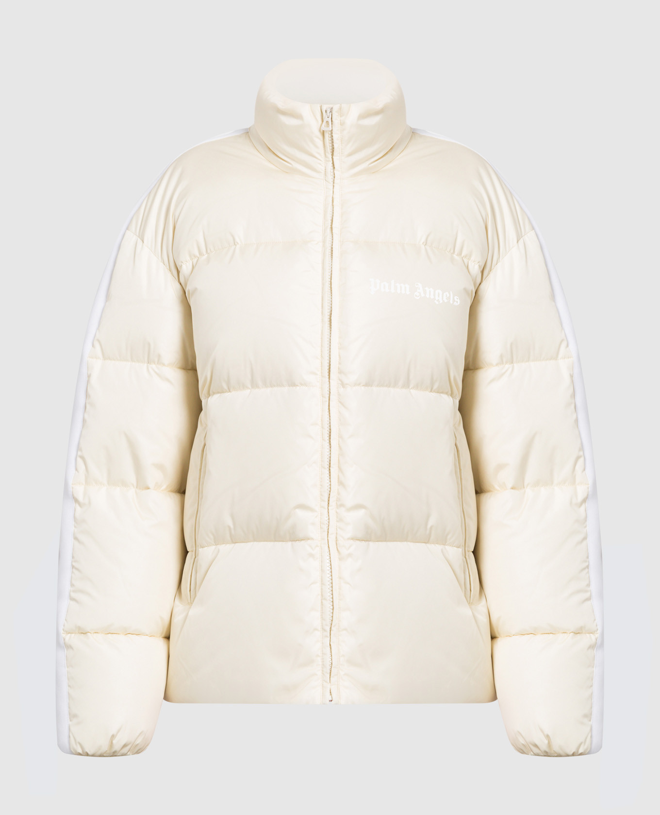 

Light beige quilted down jacket with contrast trim Palm Angels, Бежевый