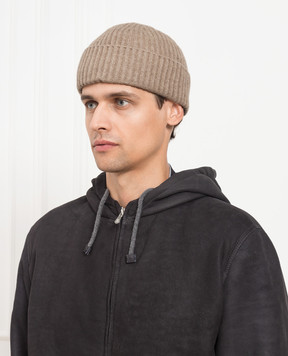 Brunello Cucinelli Beige ribbed cashmere hat M2293900