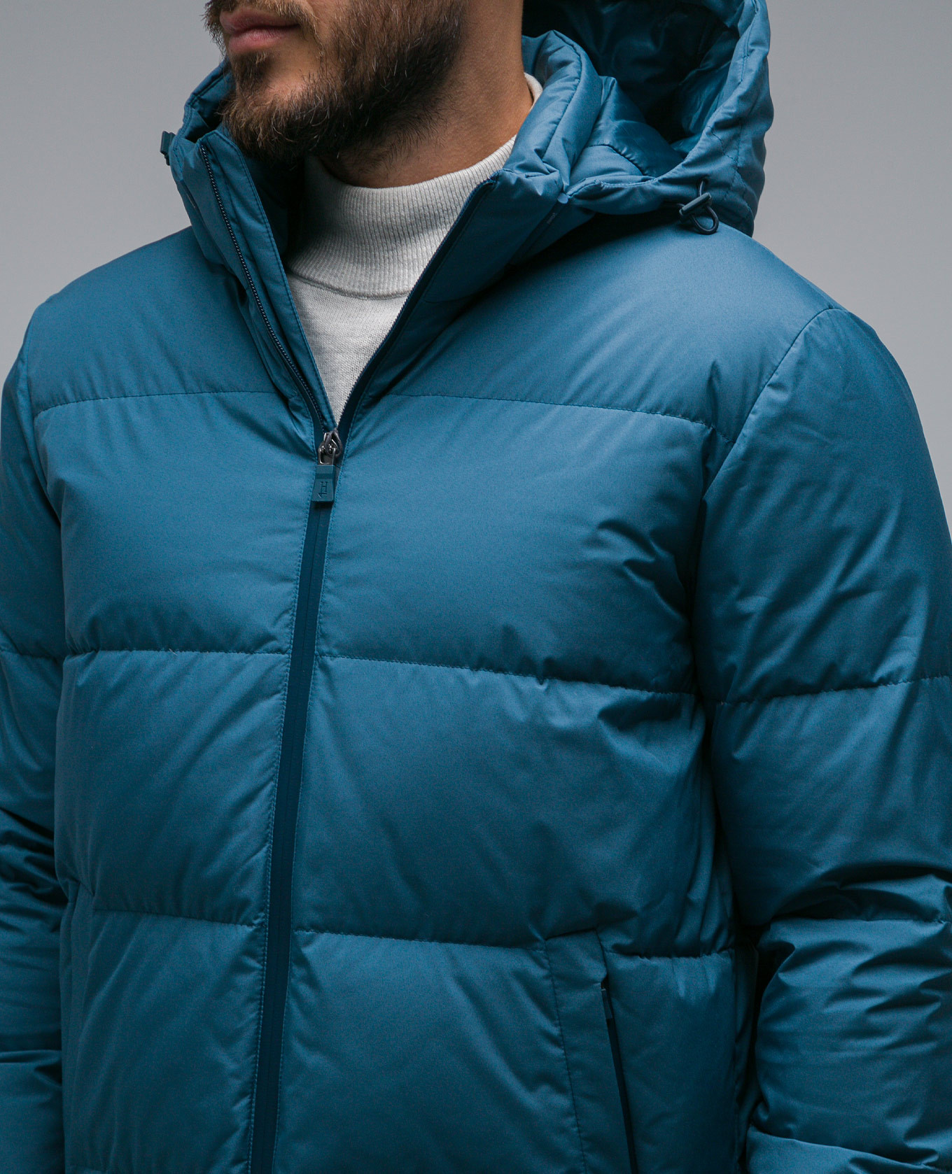 

Blue down jacket with logo Herno