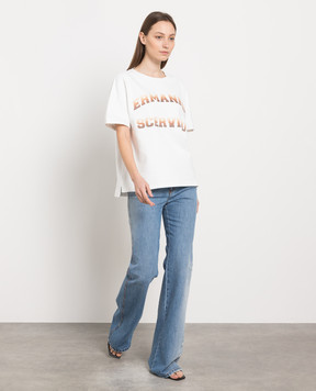 Ermanno Scervino White t-shirt with textured logo D425L327RSAFBC