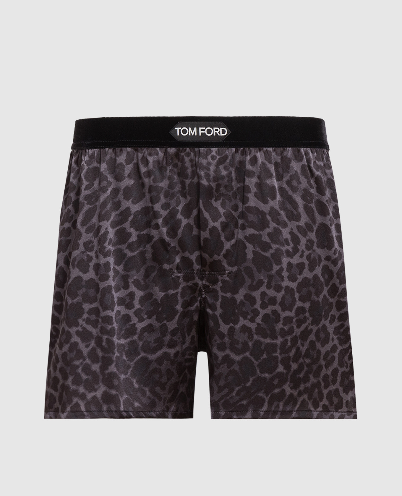 

Gray leopard print silk boxer briefs Tom Ford, Серый