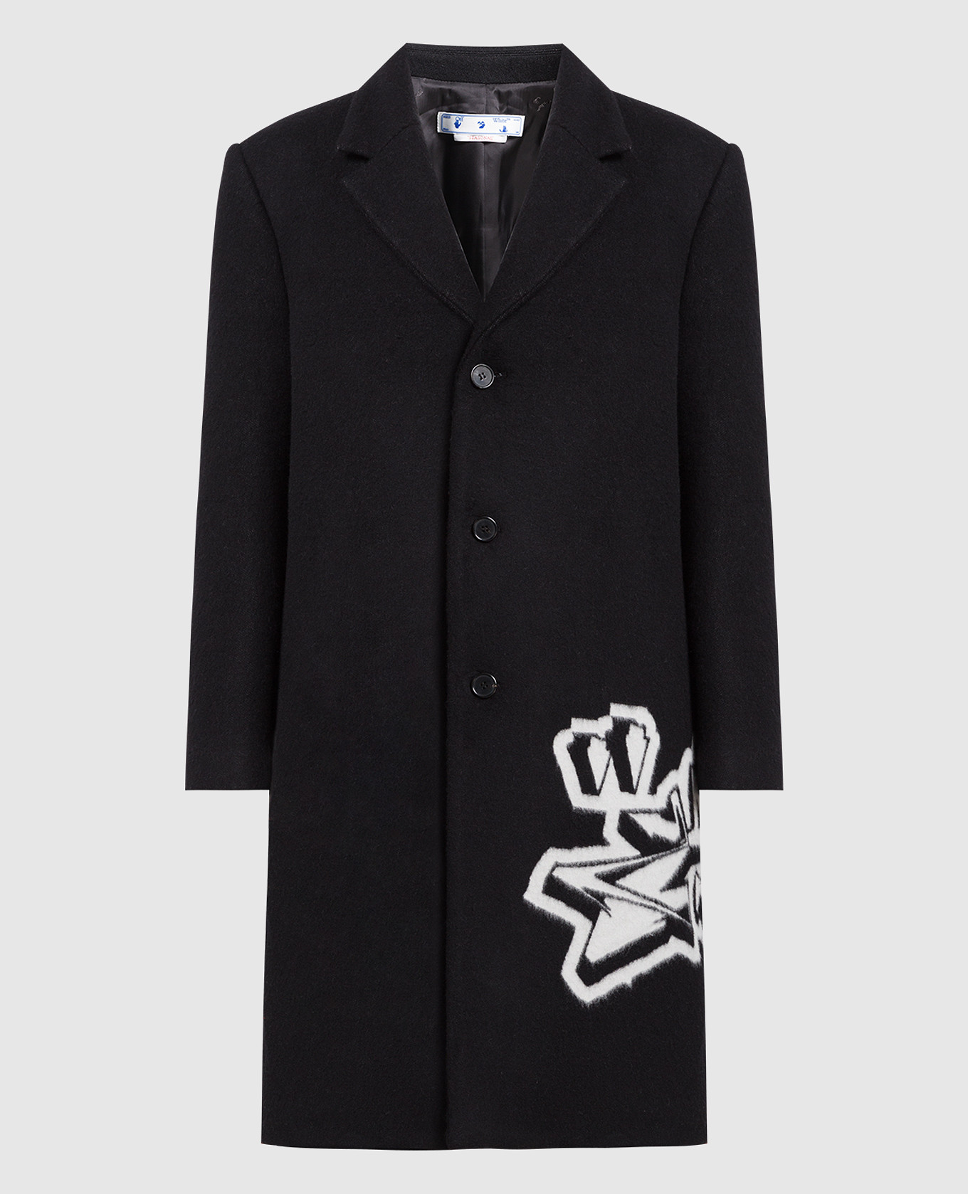 

Black coat made of wool with a pattern Off-White, Черный