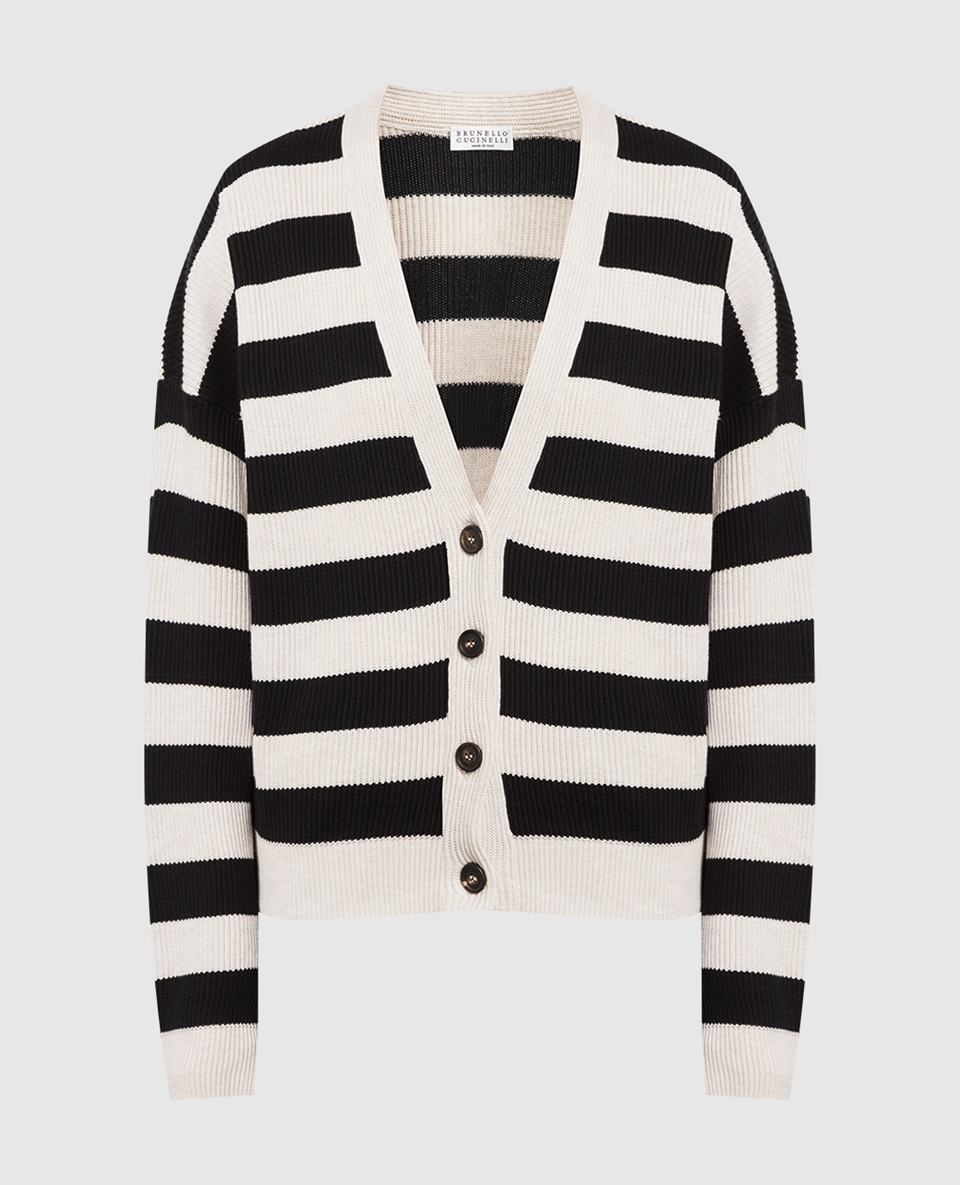 

Beige cardigan in a contrasting stripe Brunello Cucinelli, Бежевый