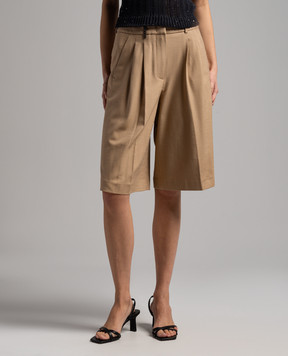 Peserico Brown Bermuda shorts with a patch P0463401958
