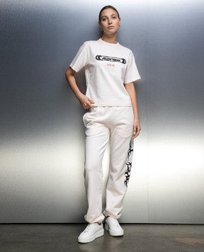 Heron Preston Pink joggers with textured graphic print HWCH003F23JER005