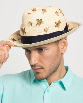 Vilebrequin Claudio beige straw hat with print CDOH2403