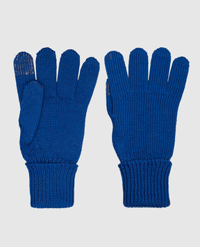 Il Trenino Children's blue gloves made of wool with a logo CL4056