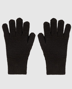 Bottega Veneta Brown gloves made of wool and cashmere in a textured pattern 708694V29M0