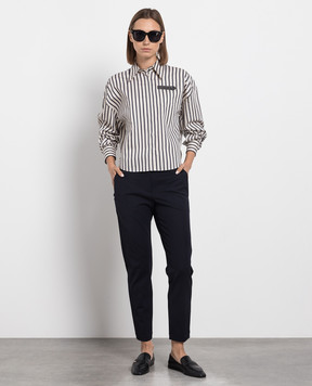 Brunello Cucinelli Blue pants with monil chain MP526P8396
