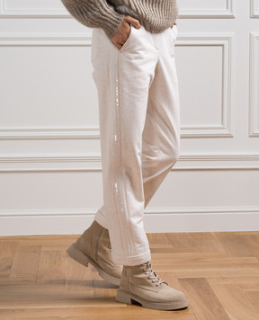 Peserico Beige pants with sequins P04858J0R102347