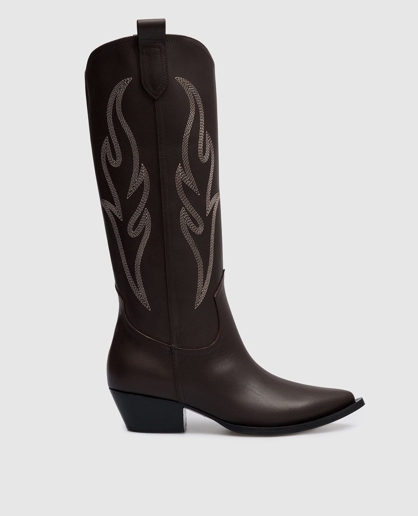 Brown leather Dallas boots with embroidery Babe Pay Pls