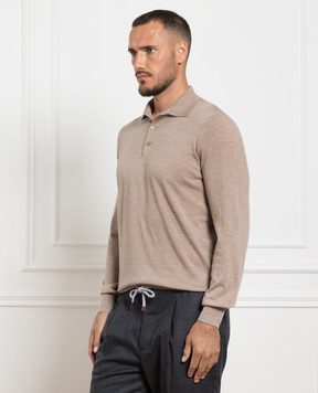 Brunello Cucinelli Brown wool and cashmere polo shirt M2400295