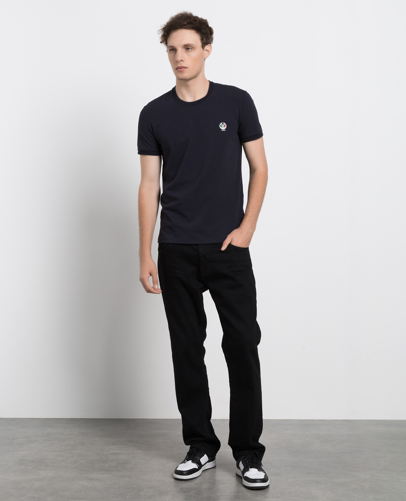 

Navy T-shirt with logo embroidery Dolce&Gabbana, Blue