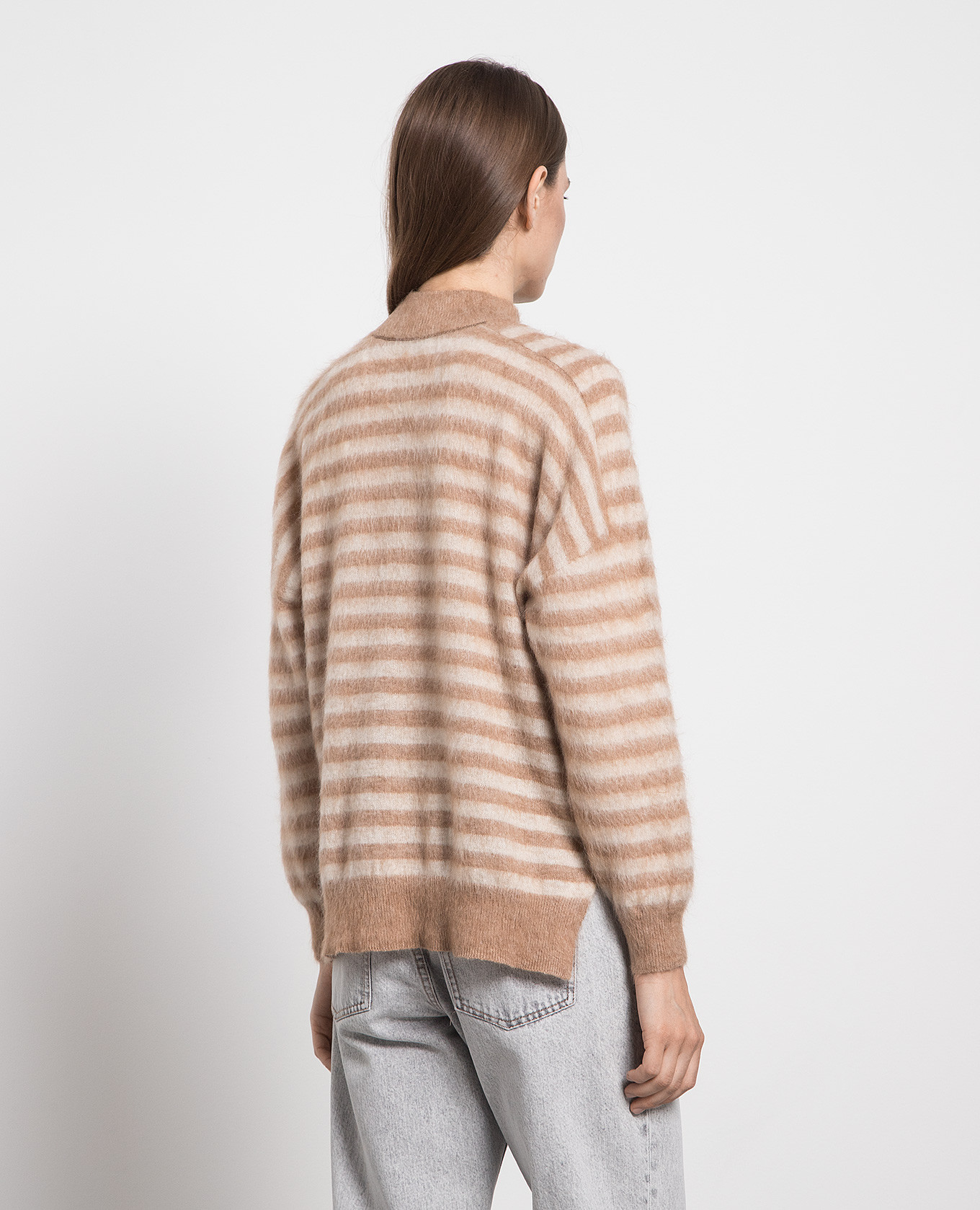 

Brown striped sweater with monil chain Brunello Cucinelli