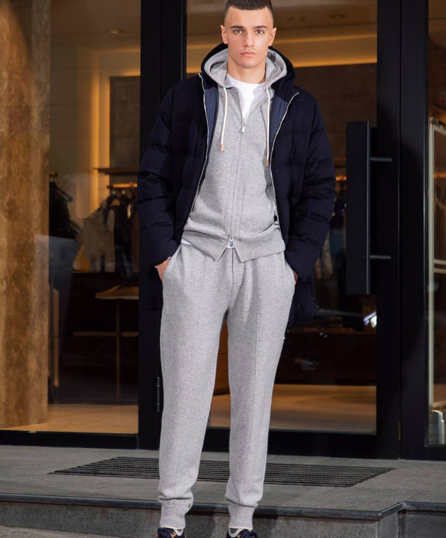 Enrico Mandelli - Blue cashmere down jacket A7T7694816 - shop with