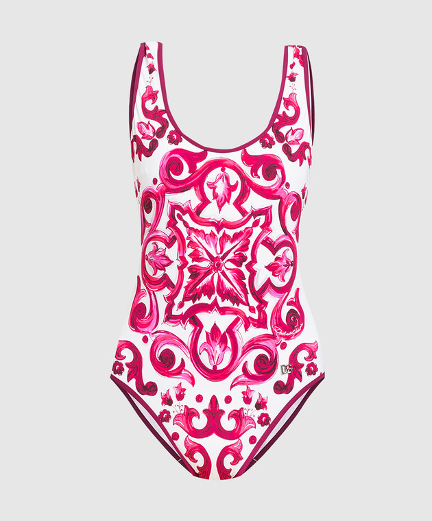 【送料&関税込】Dolce & Gabbana Majolica Print One-piece Dolce & Gabbana Majolica-print Racerback Swimsuit | Blue