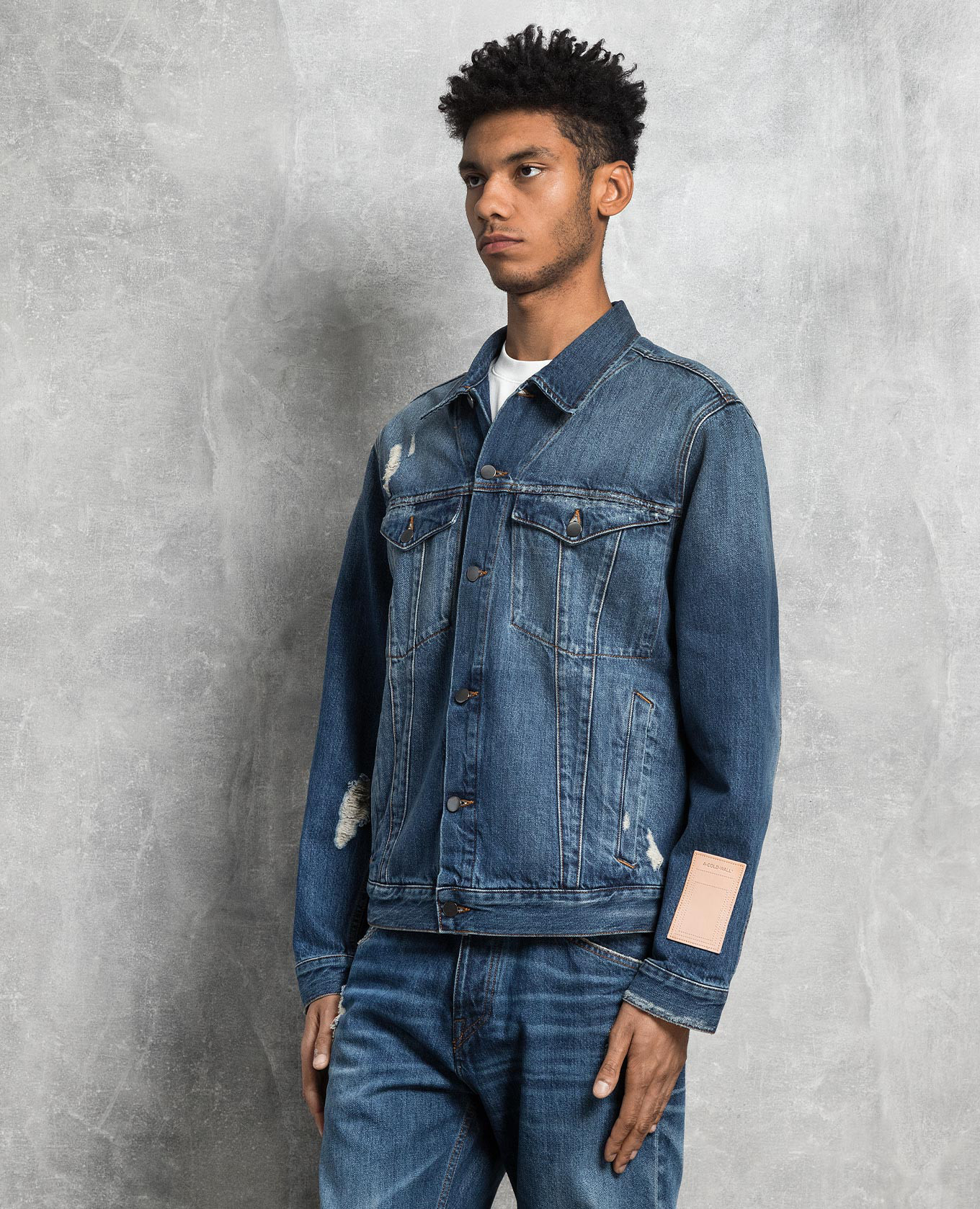 

Blue denim jacket with a distressed effect A Cold Wall