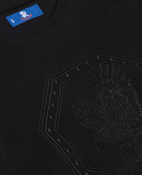 Stefano Ricci Children's black t-shirt with logo embroidery YNH7400340803