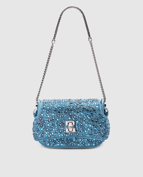 Ermanno Scervino Audrey crystal crossbody bag in blue suede D443S361CTUVV