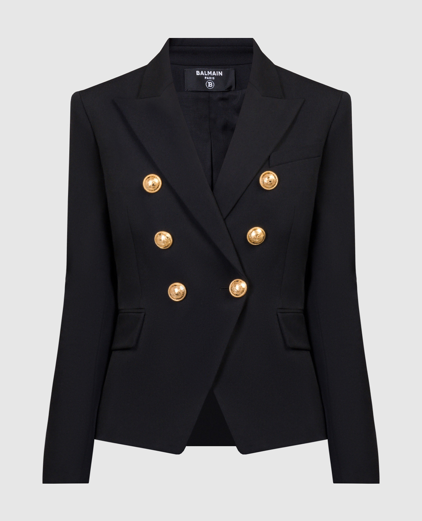 

Black double-breasted wool jacket Balmain, Черный