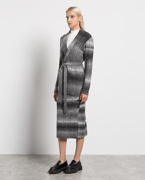 Twinset Gray cardigan with the effect of degrade into a textured pattern 232LI35BB
