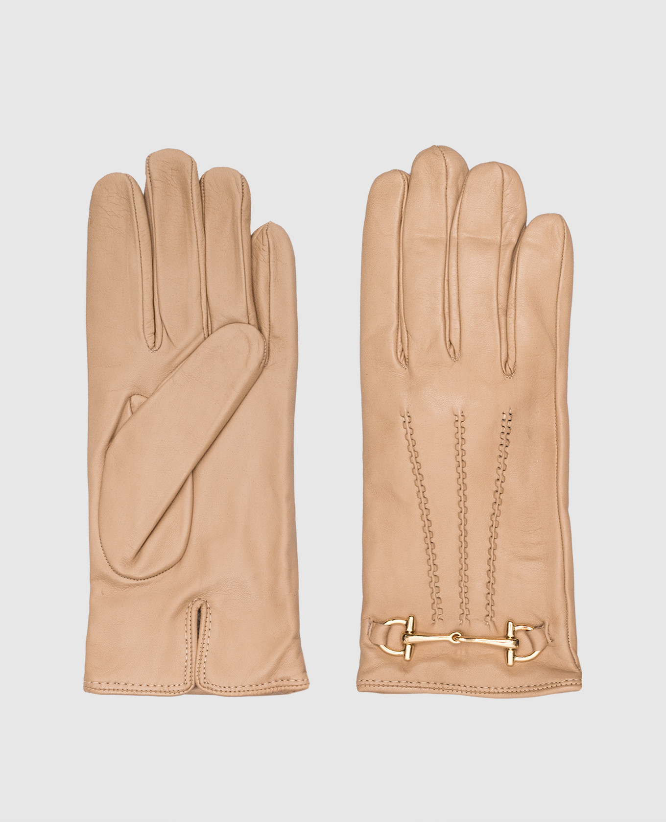 

Beige leather gloves with a chain Caridei