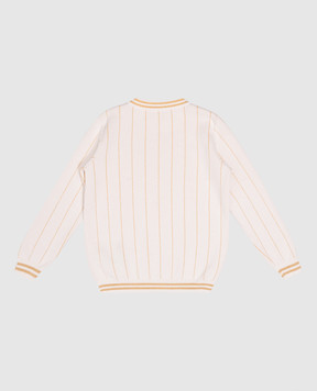 Balmain Children's beige striped sweater with logo BU9P00X0006410