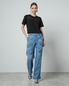 Ermanno Scervino Black t-shirt with lace D442L329DUX