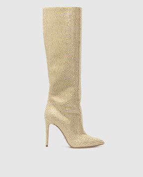 Paris Texas Gold-tone suede boots in crystals PX517XSACH