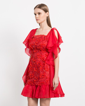 Olena Dats Red dress with applique and beads OD4063