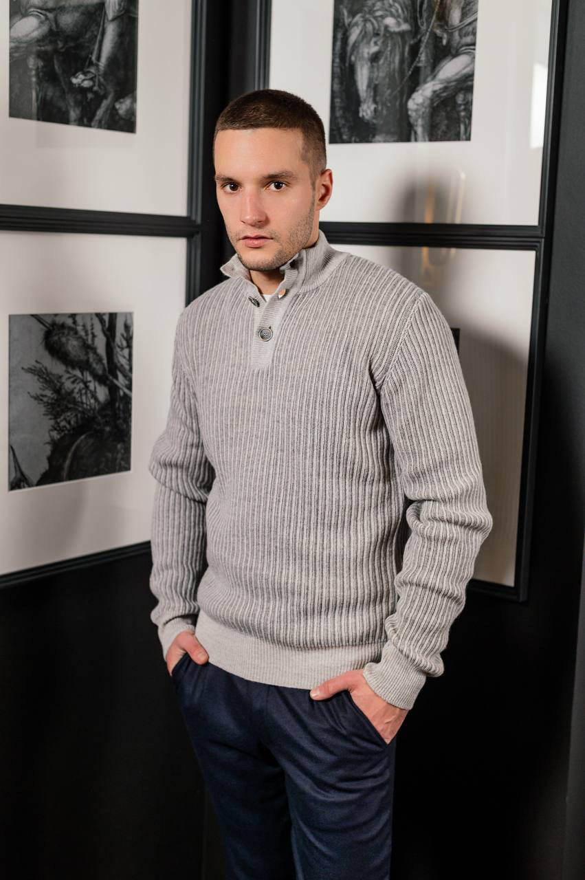 Gray striped wool and cashmere jumper Cashmere&Whiskey 6