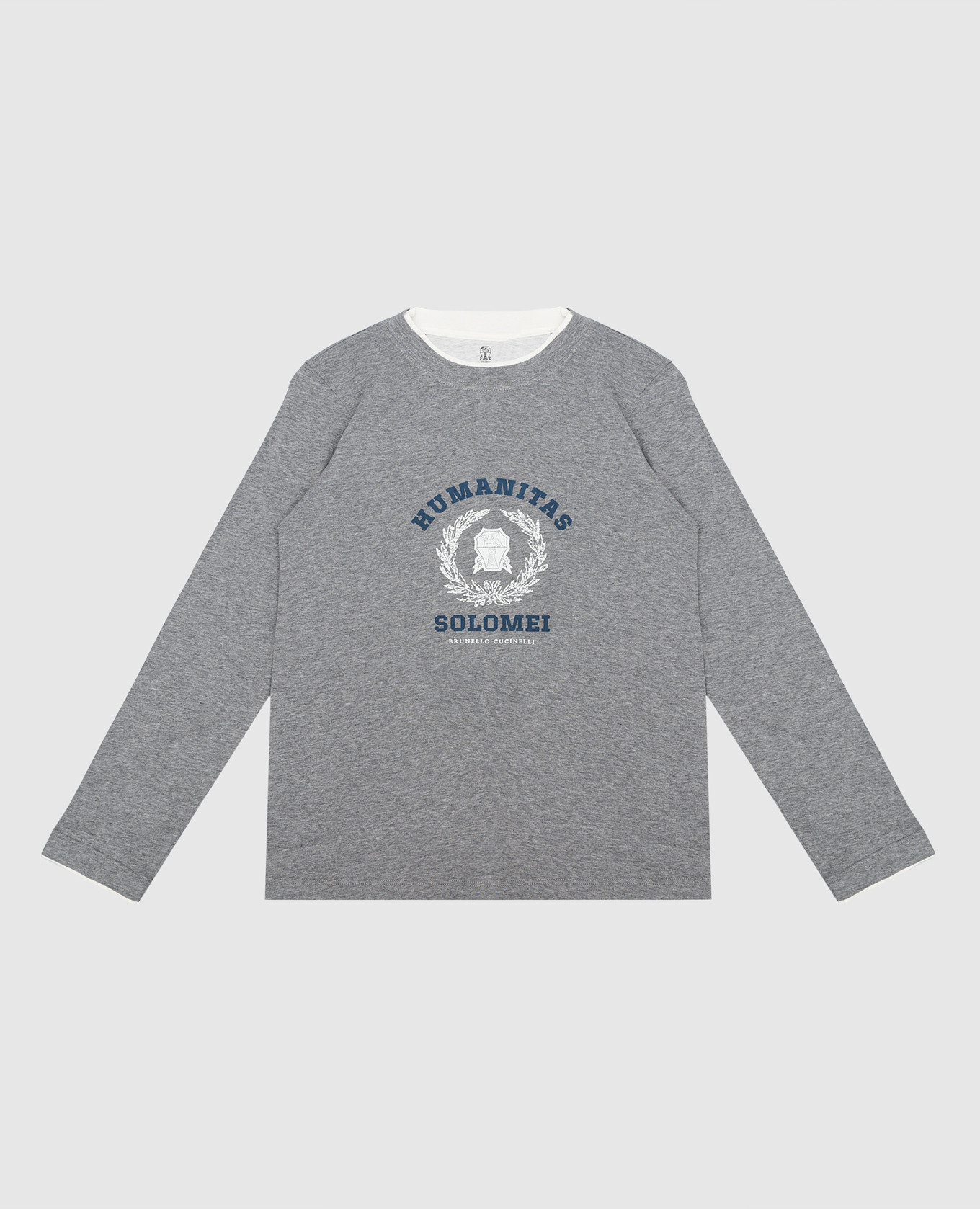 

Children's gray longsleeve with logo print Brunello Cucinelli, Серый