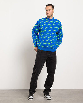 AMBUSH Blue sweatshirt with a logo pattern BMHE028S23KNI001