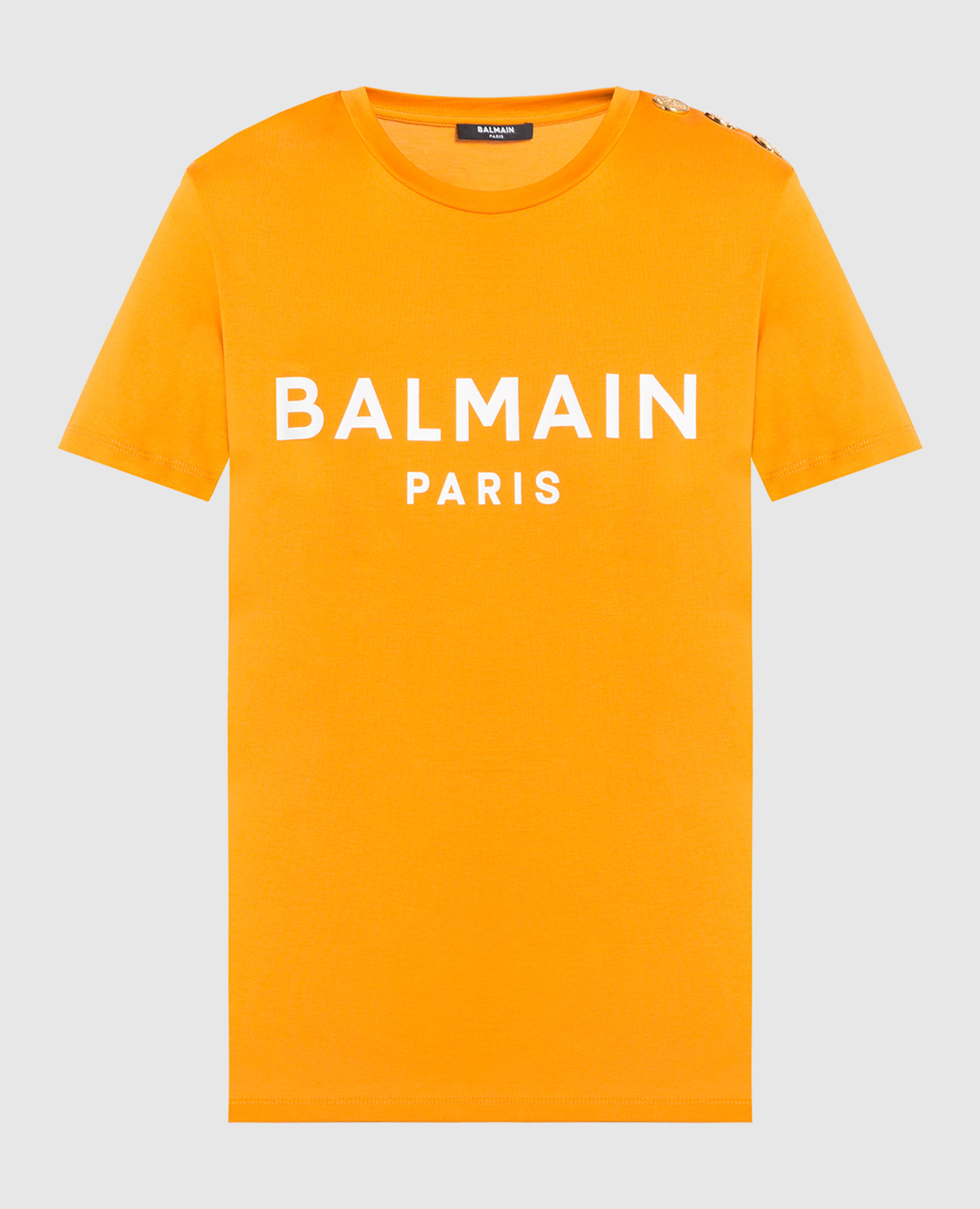 【関税込み】Balmain オレンジ フロック Tシャツ Balmain - Orange t-shirt with logo print AF1EF005BB02 - shop