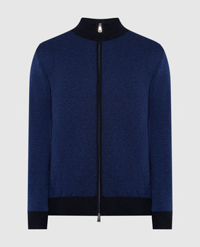 Cashmere&Whiskey Blue wool and cashmere cardigan 10928