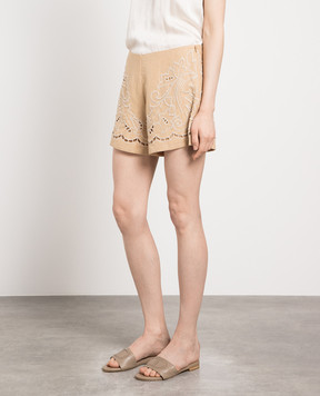 Twinset Brown shorts with embroidery and lurex 231TT2382