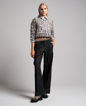 Brunello Cucinelli Gray openwork sweater MTA309410