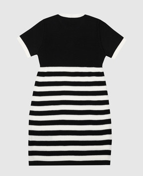 Balmain Children's black dress with a wool stripe BT1B61W00121214