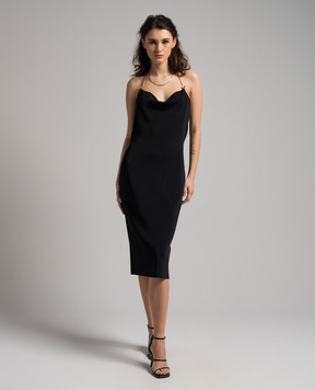 Bottega Veneta Black midi dress with a chain 773543V3O30