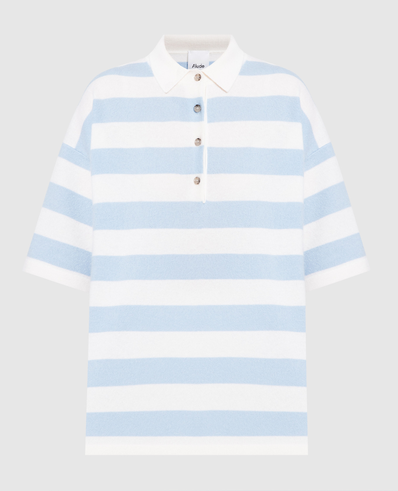 

Striped wool and cashmere polo shirt Allude, Light blue
