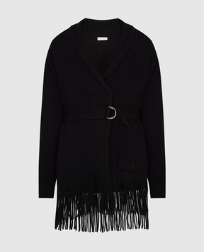 Brunello Cucinelli Black cashmere cardigan with fringes M12711916