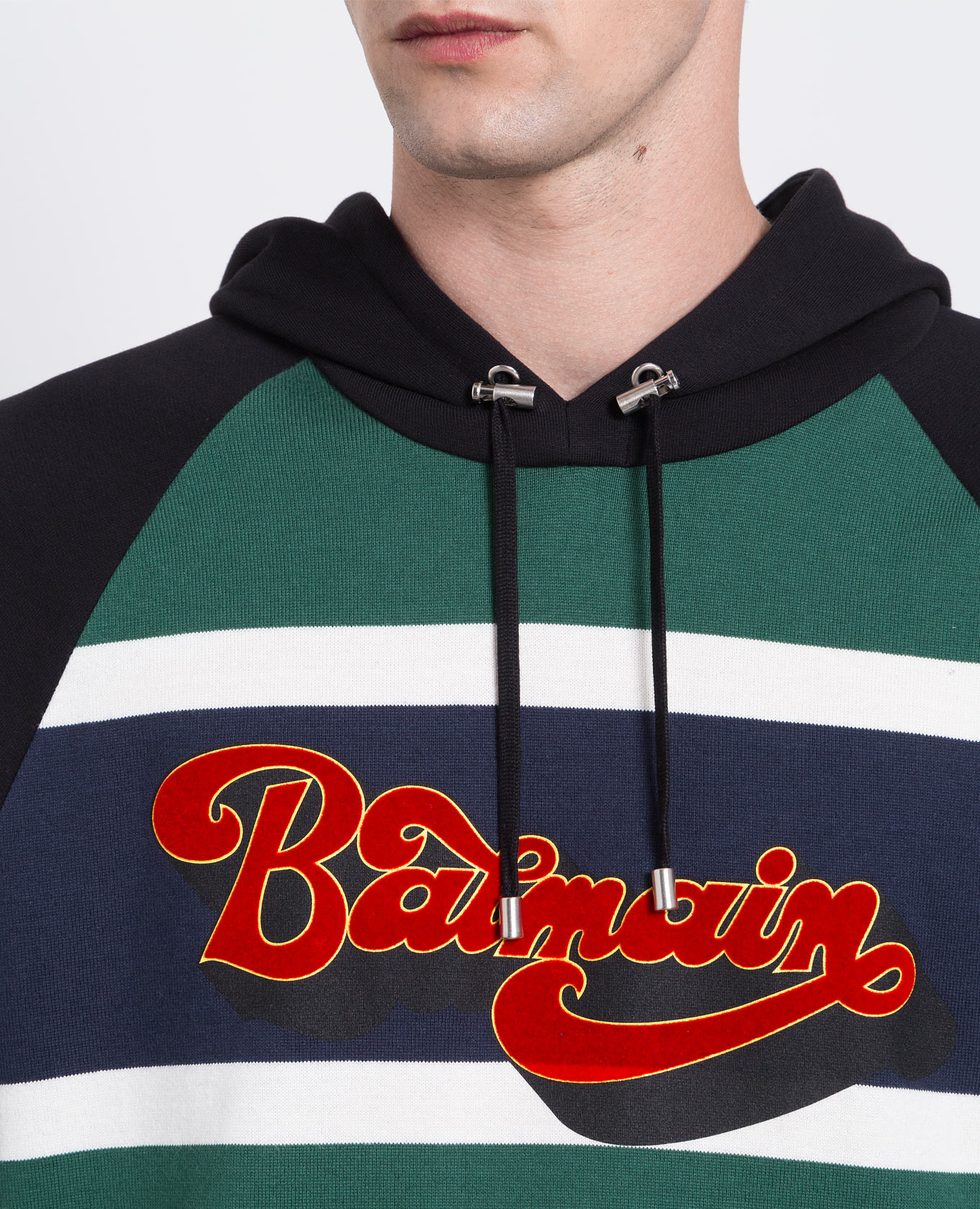 Green hoodie with textured logo Balmain 5